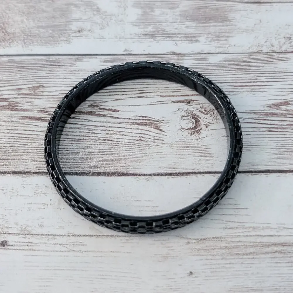 Vintage Bracelet - Black Metal Unusual Design Statement Bangle - 8.25